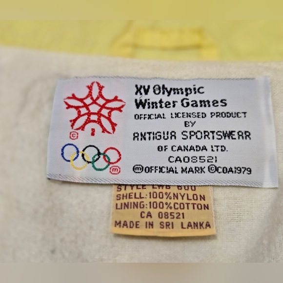 1988 Calgary Winter Olympic Vintage Antigua Butter Yellow Jacket. Size Large - Picture 10 of 11